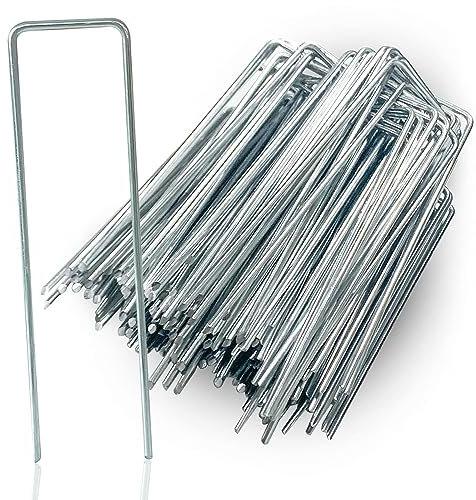 XVZ Erdanker, 100er-pack Anti-Rost Erdanker aus Stahl 150mm Lang, 40mm Breit, Ø 3mm Bodenanker von Kunstrasen, Unkrautvlies, Gartennetzen, Zelten und Camping - 100 Stück