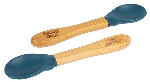 Tiny Dining - Bamboo Silicone Tip Spoons - 14cm - Navy Blue - Pack of 2