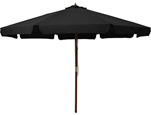 FIRBNUS Sonnenschirm für den Außenbereich, aus Holz, Sonnenschirm für den Außenbereich, Gartenschirm, Strandschirm, 4721-zys-230824-less, Schwarz , Groß