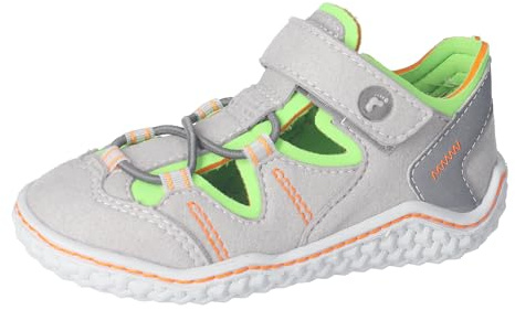 RICOSTA Jungen Kletthalbschuhe Jeff, Kinder Halbschuhe, Weite: Mittel, waschbar,vegan, Klettschuhe, Strassenschuhe, Sneaker, hellgrau/Apple (430), 34 EU