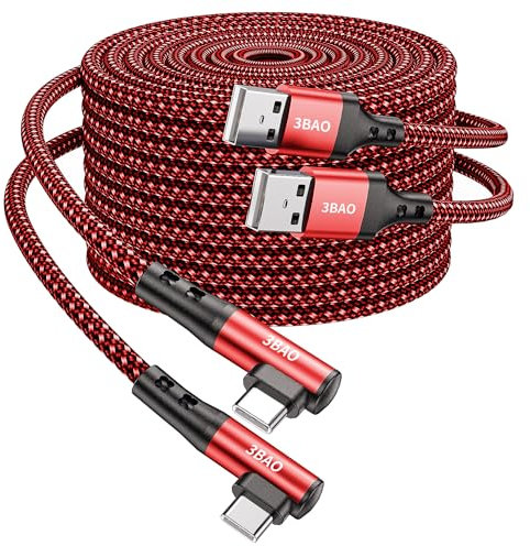 Cavo USB-C, 90 gradi (3 pezzi 2 m + 2 m+2 m), cavo di ricarica di tipo C, cavo di ricarica rapida, compatibile con Samsung Galaxy S21, S20, S10, S9, S8 Plus, Note 20, 10, Huawei P10, Sony Xperia,