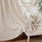PONY DANCE Leinen Vorhänge mit Kräuselband für Gardinenshiene 2er Set H 220 x B 140 cm Wohnzimmer Gardinen Leinenoptik Halbtransparent Boho Style Linen Curtains for Living Room, Natur