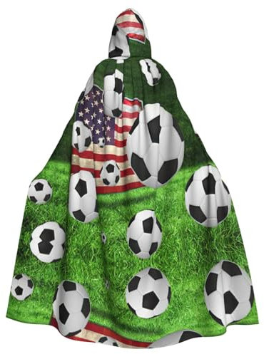 Kapuzenumhang mit amerikanischer Flagge, lang, für Halloween, Cosplay, Kostüme, 150 cm, Karneval, Fasching, Cosplay
