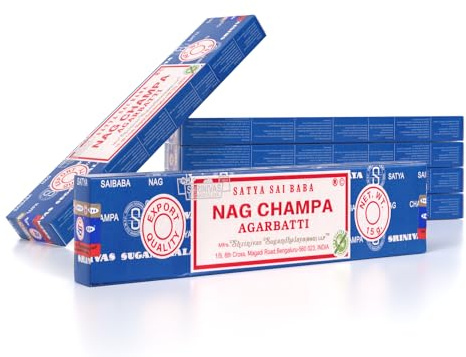 Satya Nag Champa Räucherstäbchen Räucherwerk Agarbatti Incense Sticks Handgerollt in Indien (6 Packungen je 15 Gramm)