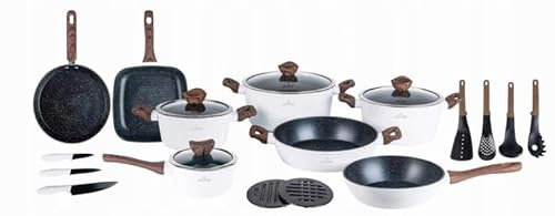 Zilner Lot de 21 casseroles à induction, casseroles et poêles avec revêtement, couvercles à induction, casseroles à induction, compatibles avec les plaques à induction, ZL8543