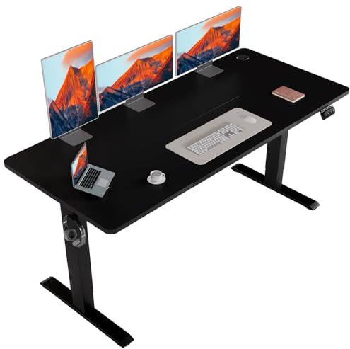 Flamaker Höhenverstellbarer Schreibtisch, Elektrischer Schreibtisch Höhenverstellbar für Steh-Sitz, Computertisch mit Memory-Funktion, Stabiler Tisch Standing Desk, Bürotisch,160 x 70 cm,Schwarz