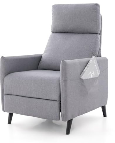 RELAX4LIFE Relaxsessel, Fernsehsessel mit Verstellbarer Rückenlehne Fußstütze, Ruhesessel mit Liegefunktion, Polstersessel mit Seitentaschen, Sessel für Wohnzimmer Schlafzimmer Lounge Heimkino