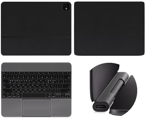 [3in1 Full Set] Top & Bottom Matte Black Skin & Palm Rest/Hinge Transparent Matte Ultra Thin Skin Cover Film for ipad Pro 13 M4 2024 Magic Keyboard