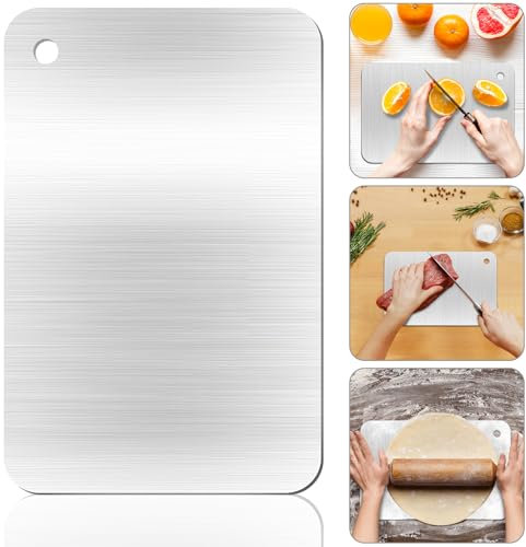 Stainless Steel Cutting Board for Kitchen, Double-Sided 304 Stainless Steel Chopping Board for Meat, Fruit, Vegetables