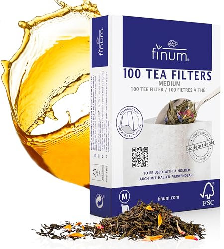 finum® 100 TEA FILTERS M Teebeutel Für Losen Tee aus Papier Biologisch Abbaubar Teefilter Papier FSC Zertifiziert Filterbeutel Für Tassen und Kannen (36)
