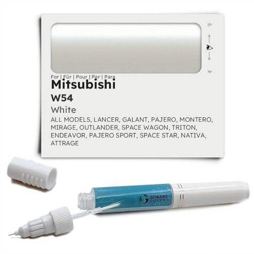 Genuine Colors Lackstift White W54 für Mitsubishi Weiß Lancer GALANT Pajero Montero Mirage Outlander Space Wagon Triton Endeavor Sport Star NATIVA ATTRAGE