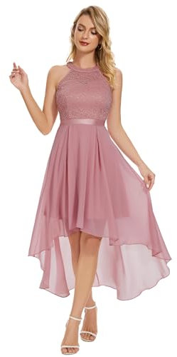 WedTrend Robe de cocktail asymétrique pour femme - Robe de demoiselle d'honneur - Dos nu - Robe de bal de fin d'année, robe de mariage, rose poudré, 3XL