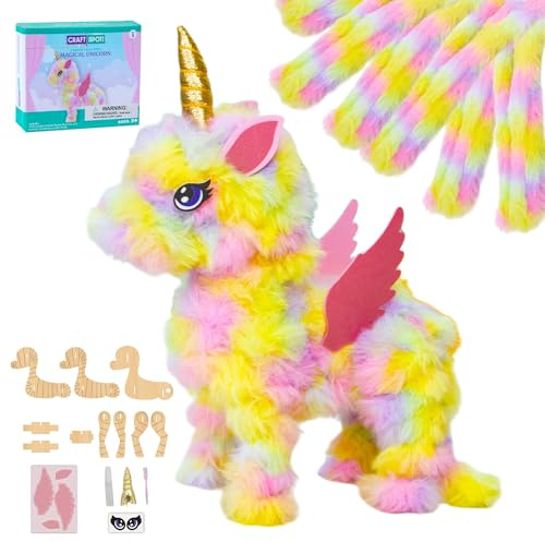 Craft Spot! Einhorn Pfeifenreiniger zum Basteln, dicke Pfeifenreiniger plüschig, Reisen Pfeifenputzer Set für Kreatives DIY Projekt, Kinder Bastelset Dekorationen