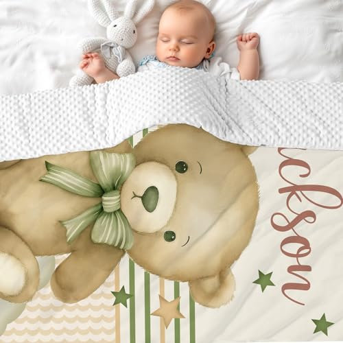 NIBESSER Babydecke mit Name Personalisierte Kinderdecke Baumwolle Individuelle Krabbeldecke doppelseitig Kuscheldecke Geschenk für Mädchen oder Jungen