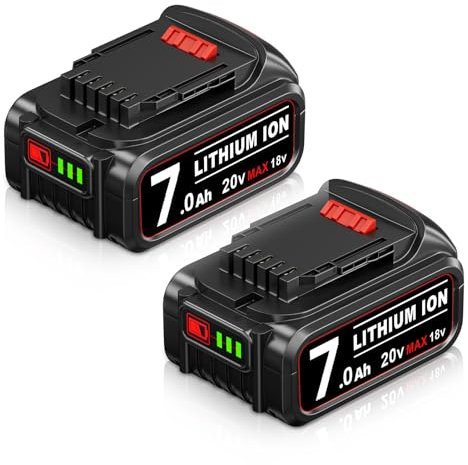 2 Packs DCB200 18V 7.0Ah Replacement for Dewalt 18V Battery Li-Ion Compatible with Dewalt DCB180 DCB182 DCB183 DCB201 DCB200-2 18V MAX Tools with LED Indicator