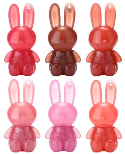 Bunny Lip Gloss, 6 Farben Kaninchen Feuchtigkeitsspendend Lippenstift Lipgloss, Wässrige Hasen Lipgloss Jelly Liquid Kaninchen Lippenstift, Langanhaltender Nicht Klebender Plump Lip Glaze