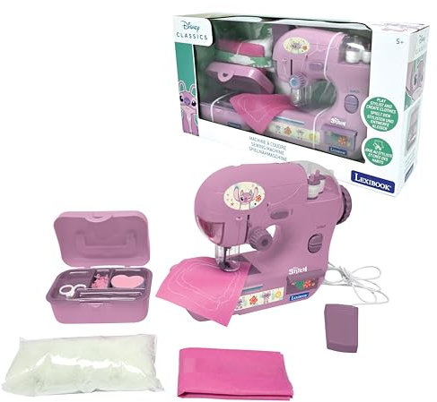 Lexibook, Disney Angel, Nähmaschine mit Maßband, Garn und Fußpedal, Simulation-Spielzeug für Mädchen, Designer-Set, Lila/Rosa, SW100D1