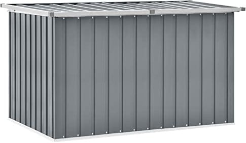 Verderoom Gartenbox Metall Gartenbox Wasserdicht XXL Auflagenbox Metall Auflagenbox XXL Kissenbox Werkzeugkasten Gerätebox Gartentruhe-Grau-149 x 99 x 93 cm