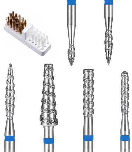 Wanmu Cuticle Drill Bits Set, 6 Pack Professional 3/32 Inch Nail Drill Bits for Acrylic Gel Cuticle Remover Nails Dry Manicure Pedicure