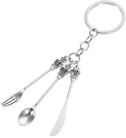 BESPORTBLE Key Chain for Men Spoon Tiny Spoon Fork Key Chain Halloween Keychain Cool Keychain for Men Halloween Goodie Bag Fillers Birthday present for Unique Keychains Silver Zinc Alloy