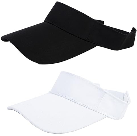 MUNSKT 2PCS Sun Visor Cap for Women and Lady,Sport Leisure Hat,Foldable Accessories for Golf,Jogging,Climbing Black,White