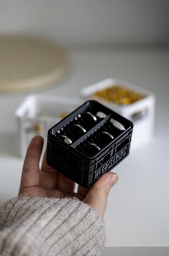 Batteriehalter Bierkiste – Batteriebox für SKADIS – AA, AAA, CR2032 Aufbewahrung im Mini-Kasten (Weiß, CR2032)