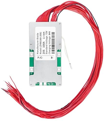 Bisida BMS 20S 72V 100A Lithium PCB Protection Board with Balancer Line and NTC, Shared Connection, Ten Protection Functions, Lithium-Ion Battery Management System, Li-Ion BMS