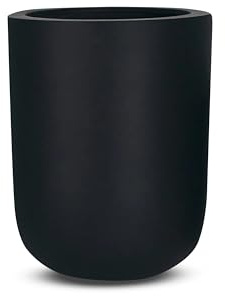 amei Der Bottich Pflanzkübel aus Fiberglas (Schwarz ø 34 cm - h 44 cm) – Blumenkübel in geometrischer Optik – handgefertigter Pflanzenkübel aus Stonefiber – UV-beständig und frostfest