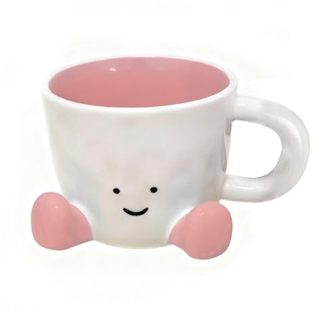 Syzplnwy Cute Anthropomorphic Coffee Mug with Feet – 300ml Underglaze Color Cartoon Cup, Couple Choice Available for Office/Home