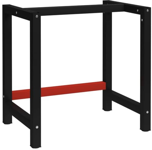 Teenpull Werkbankgestell Metall 80x57x79 cm, Schwarz Rot, Pulverbeschichtet, Robustes Tischgestell für Werkstatt, Garage, Heimwerker