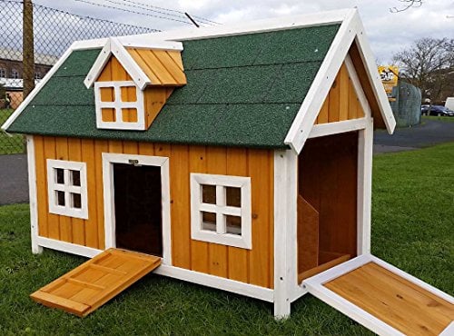 Eggshell CHICKEN COOP WITH SECURE INTERNAL NEST BOX REMOVABLE CLEANING TRAY AND HEN HOUSE POULTRY ARK HOME NEST BOX COUP WITH SLIDE OUT CLEANING TRAY