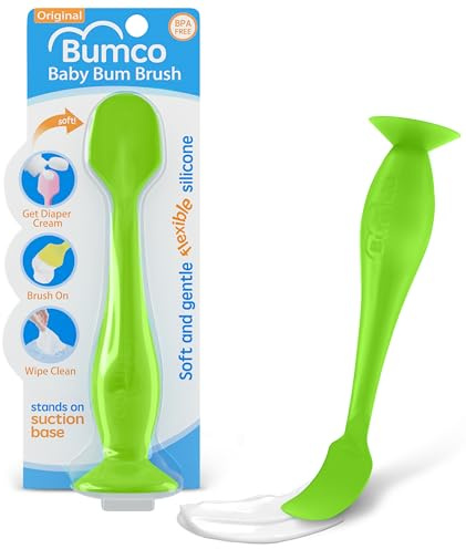 BabyBum Brush - Creme Applikator - für saubere Hände beim Wickeln. Creme Löffel/Pinsel (Grün)