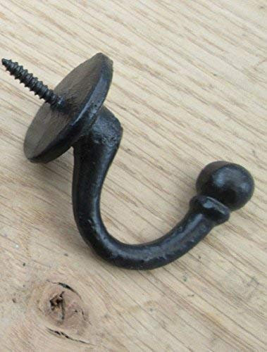 IRONMONGERY WORLD®CAST Iron Screw in Vintage Hanging Hooks Cups Mugs Keys Jewellery Robe Wardrobe (Silver)