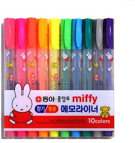 Dongapen, Miffy Fluorescent Highlighter Pens Text Under Memo Liner by Dong-A