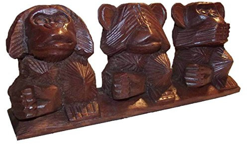 Simandra Holz Figur Skulptur Abstrakt Holzfigur Statue Afrika Asia Handarbeit Deko 3 Affen Größe Zusammen