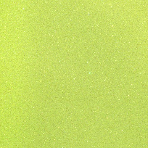 Three (3) 10x12 Sheets of Glitter Iron-on Heat Transfer Vinyl Sheets (Neon Yellow)
