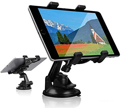 Car Tablet iPad Holder Mount, Suction Cup Tablet Holder Stand for Car Windshield Dash Desk Kitchen Wall Compatible with iPad Mini Air Samsung Galaxy Tab A S Series All 7-10 inches Tablet