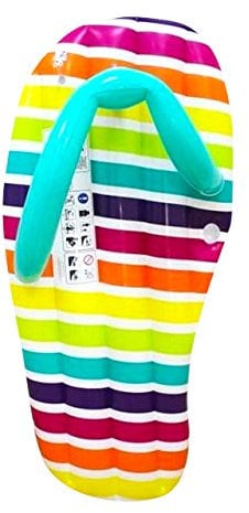 CKB LTD IGGI 5ft Giant Inflatable Flip Flop Pool Lounger Air Bed Water Toy, Multi-Coloured - STRIPE