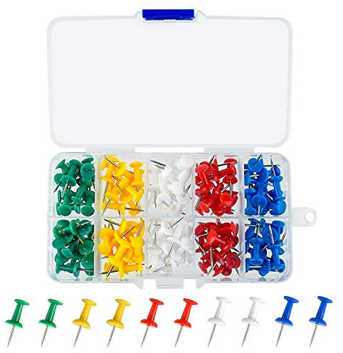 Tuparka 120 Stück Karten-Stecknadeln Daumennadeln für Kork Pinnwand 5 Farben