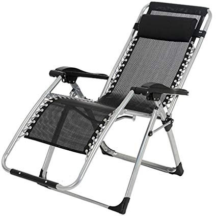 CGF-Liegen Falten Recliner Schwerelosigkeit Faule Relaxer Liegestuhl Tragbare Einstellbare Erwachsene Strand Balkon Garten Schlafzimmer Unterstützung für 300 lbs Schwarz