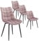 WOLTU Esszimmerstühle 4er Set Küchenstuhl Polsterstuhl Wohnzimmerstuhl Sessel mit Rückenlehne, Sitzfläche aus Samt, Metallbeine, Rosa BH142rs-4