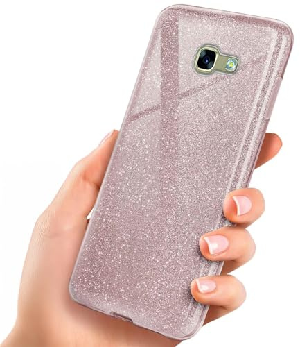 ONEFLOW Glitter Case für Samsung Galaxy A3 (2017) Glitzer Handyhülle mit Kameraschutz, Stylische Hülle Glitzernd, Dünne TPU Schutzhülle für Damen, Glitzerhülle Qi kompatibel, Rosa