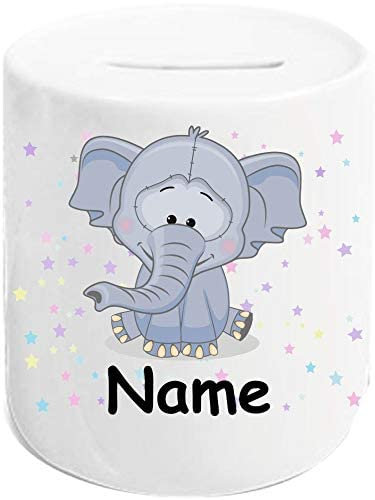 ShirtInStyle Spardose Sparschwein, Motiv Elefant Elephant, Kinder Tier Motive Namen Wunschtext