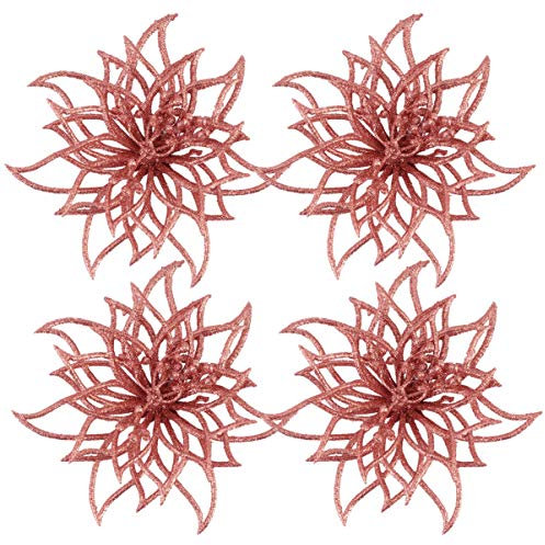 Milisten 4 Stück Künstliche Kaffee Weihnachtsstern Weihnachtsdekoration Zum Aufhängen Weihnachtsblumen Weihnachtssterne Simulationsblume Golddekor Blumen An Weihnachtsbaum 3D Plastik