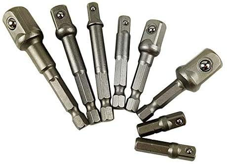 8-teiliges Adapter Sechskant auf 1/4 3/8 1/2 Vierkant Bohrfutter Adapter Bit Stecknuss Nuss Halter