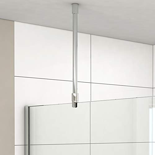 Heilmetz Haltestange Duschwand Stabilisierungsstange 500mm für Glasstärke 6-10 mm, Rund Stabilisierungsstange 360° Drehgelenk für Duschen, Edelstahl Chrome (2 Stück)