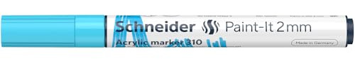 Schneider 120130 Paint-It Acrylstift (mit 2 mm Rundspitze, hochdeckende Acrylfarben für Holz, Leinwand, Stein uvm.) 1 Stück, pastell-blau