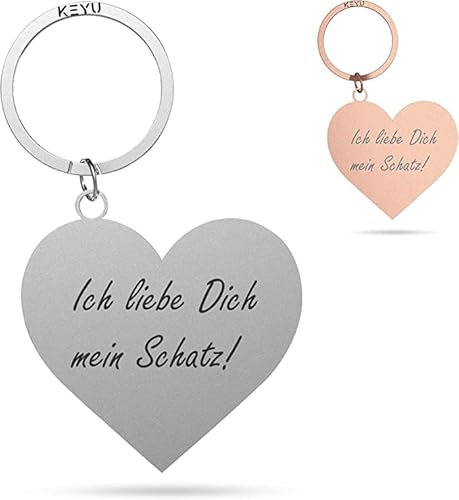 KEYU NEU Schlüsselanhänger mit Herz | Liebe | Ich Liebe Dich | Herz | Freundin