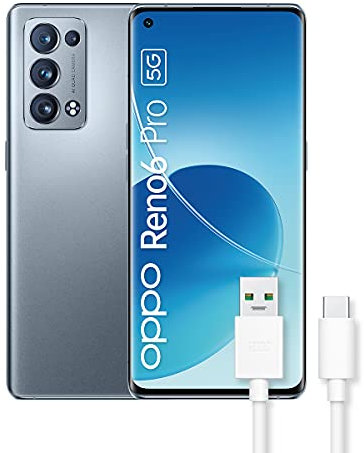 OPPO Reno6 Pro 5G Smarpthone Qualcomm 870FHD+AMOLED 90Hz, Quad Camera 50+16+13+2MP, RAM 12GB Espandib+ ROM 256GB, Dual Sim, Cavo dati Tipo-C, Grigio (Lunar Grey), 6.55‘’ [Versione Italiana]
