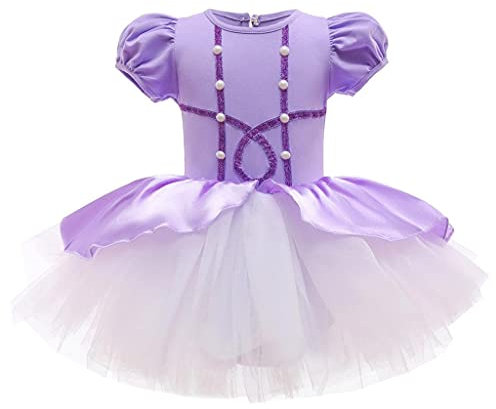 Lito Angels Principessa Sofia Tutu Ballerina Costume per Bambina, Vestito dal Balletto Danza Classica, Taglia 5-6 anni, Viola